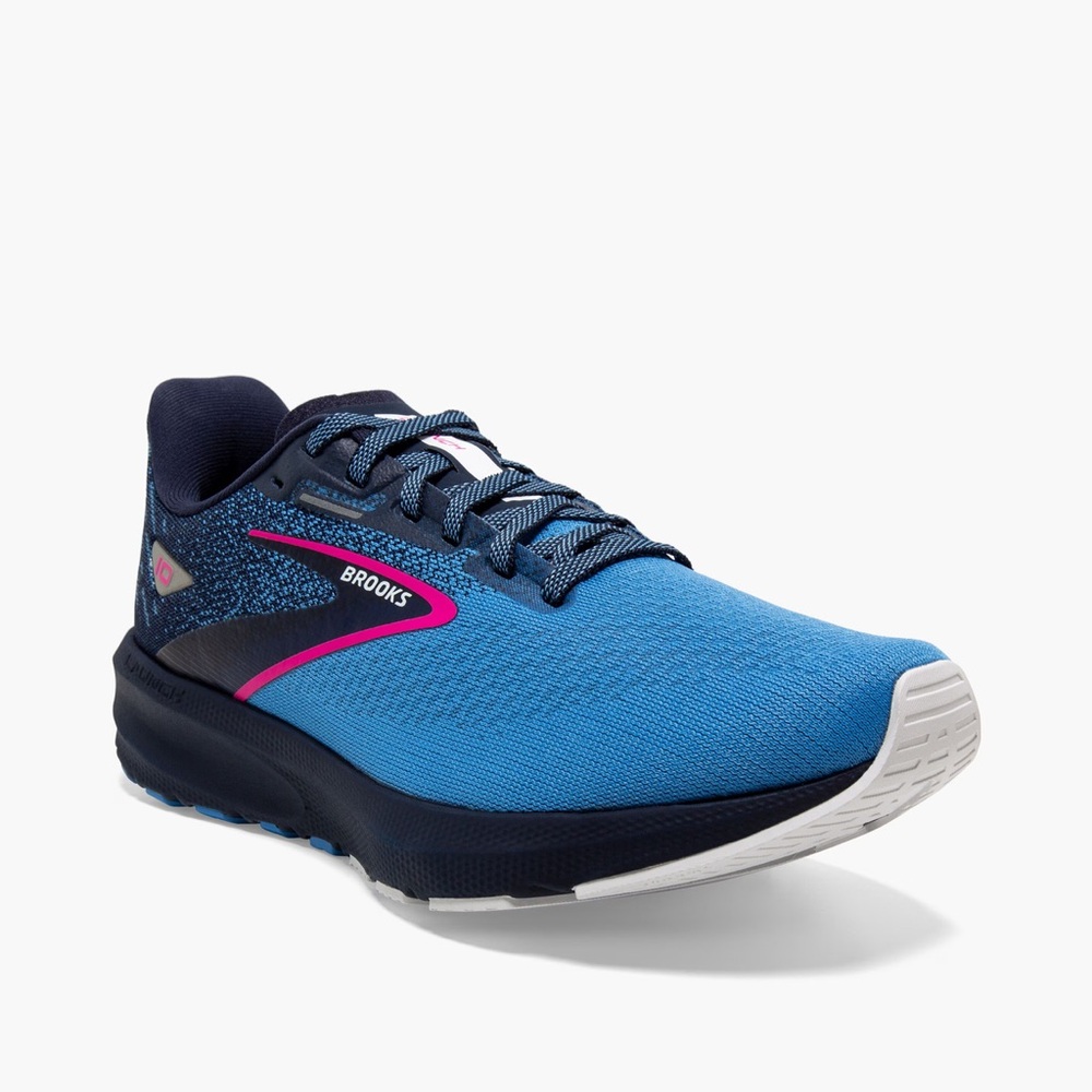 Brooks Women's Blue and Navy Running Shoe with Pink Accent